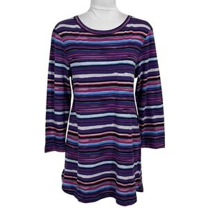 NEW Westbound Long‎ Shirt Tunic Top Size M 100% Cotton Slub Striped Pockets Y2K